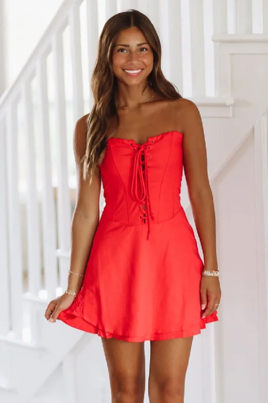 Plaid midi dresses for a fall - themed family gathering Bella Rosa Mini Dress - Red