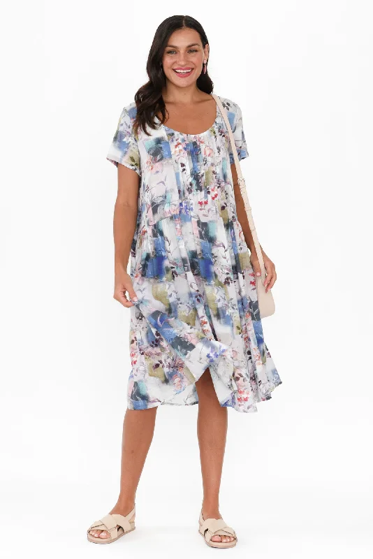 A - line midi dresses with floral prints for spring brunches Hanoi Blush Blossom Cotton Blend Dress A - line midi dresses with floral prints for spring brunches Hanoi Blush Blossom Cotton Blend Dress