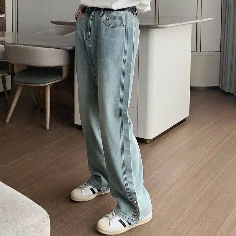 Skinny women jeans with a form - fitting designLight Blue Straight-leg Jeans