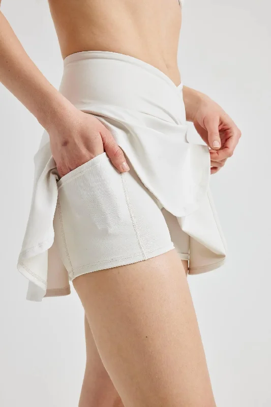 Plus Size Women's Embroidered Tight Trousers in White for a Feminine and Elegant StyleThe Maria Active Skort