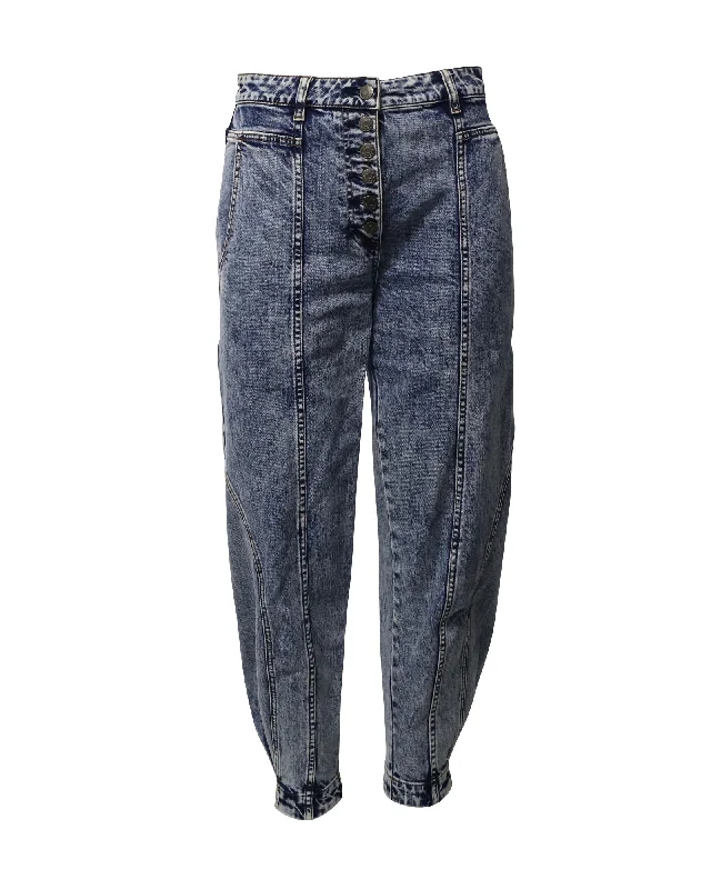 Acid - wash women jeans with a retro finishUlla Johnson Brodie High Rise Tapered Jeans in Blue Cotton
