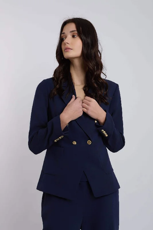 Single - Breasted Women's Tweed Blazers with Gold Buttons for a Classic LookBlazer