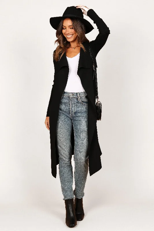 cable knit women cardigan with intricate patternsAudrina Cardigan - Black