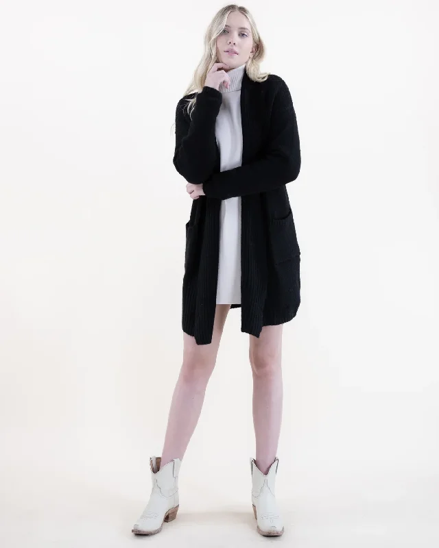 sequin embellished women cardigan for special occasionsBlack Ribbed Cardigan w/ Pockets