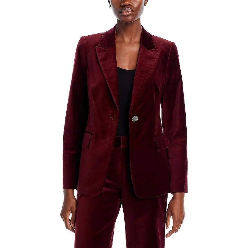 Plus Size Women's Cropped Velvet Blazers in Burgundy for a Night OutKobi Halperin Womens Ramsey Velvet Suit Separate One-Button Blazer
