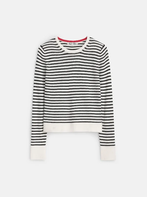 Plus Size Women's Ruffled Hem Sweaters in Floral PrintsAva Striped Sweater Tee