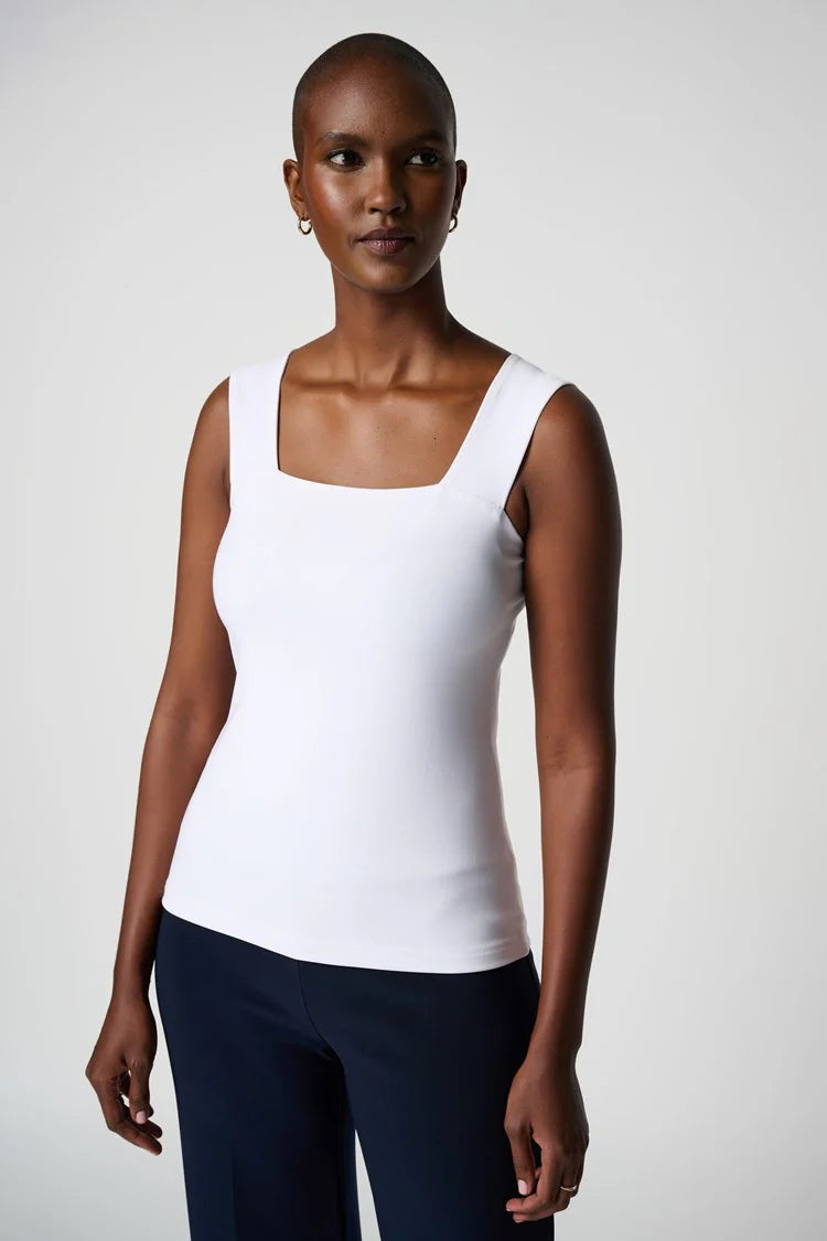 Plus Size Women's Belted Cable Knit SweatersJoseph Ribkoff Classic Square White Cami