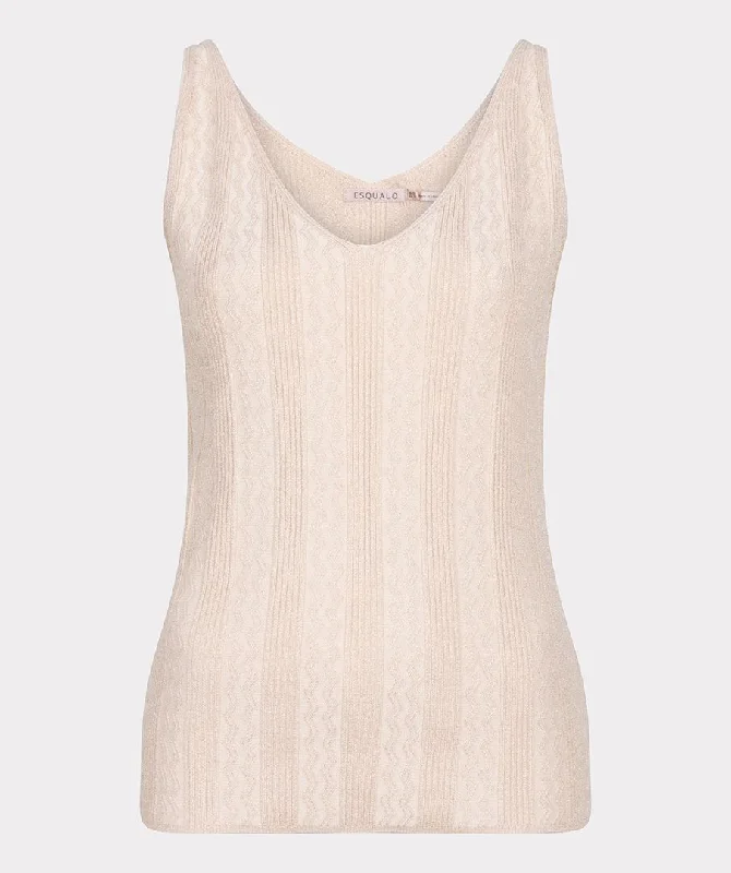 Plus Size Women's Ruffled Hem Sweaters in Floral PrintsEsqualo Peach Lurex Singlet