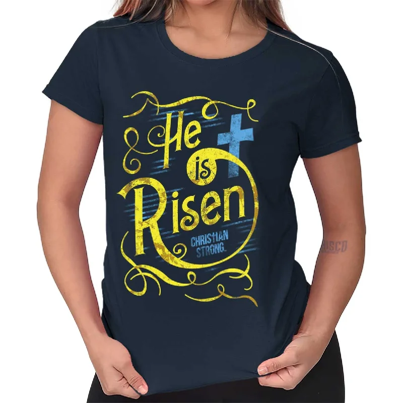 Striped Women T Shirt in a Classic PatternHe Is Risen Ladies T Shirt