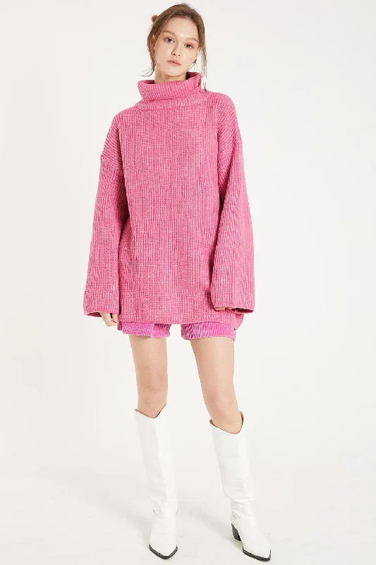 Open - Front Women's Cardigan - Style Mohair SweatersSerena Turtleneck Oversized Sweater