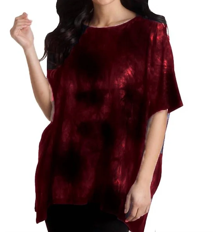Tie - Front Women's Lambswool Sweaters in Pastel HuesSuper Soft Tie Dye Poncho In Fire