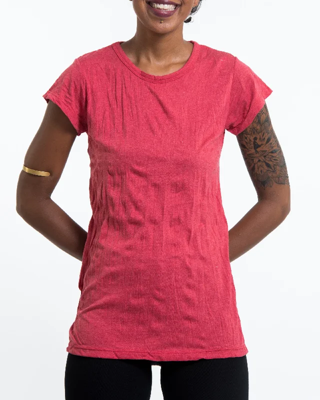 Sheer Women T Shirt for a Stylish and Alluring LookWomens Solid Color T-Shirt in Red