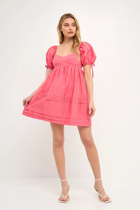 Strapless Women Dress with a Built - in Bra for Comfort and SupportCoral Puff Sleeve Mini Dress