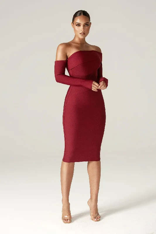 Printed Abstract Women Dress for a Modern and Artistic AppealShiva Bandage Dress (Maroon)