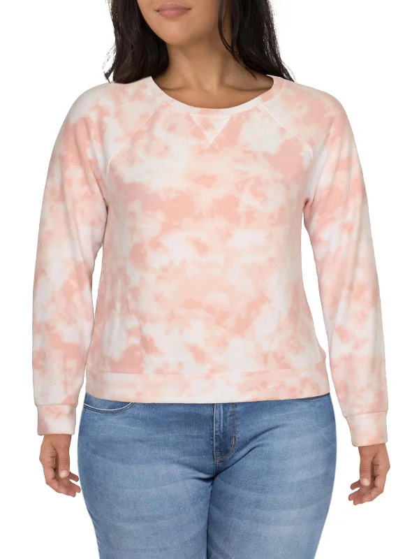 Plus Size Women's Tunic - Style Sweater Dresses with PocketsWomens Tie Dye Boatneck Sweater