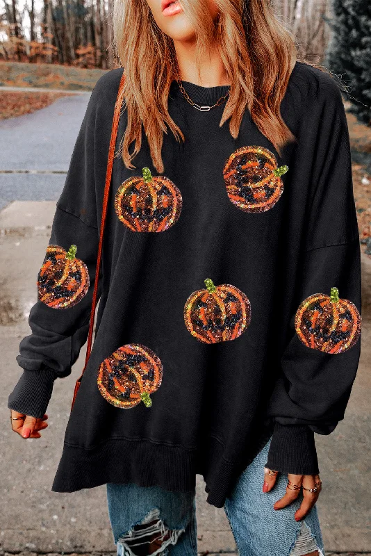 Seamless Bodysuits for a Smooth Underwear LookPumpkin Print Dropped Shoulder Sweatshirt